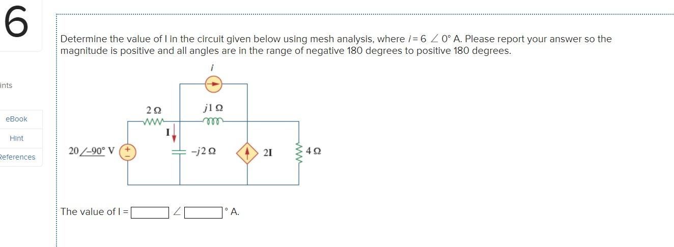 Solved Determine the value of I in the circuit given below | Chegg.com
