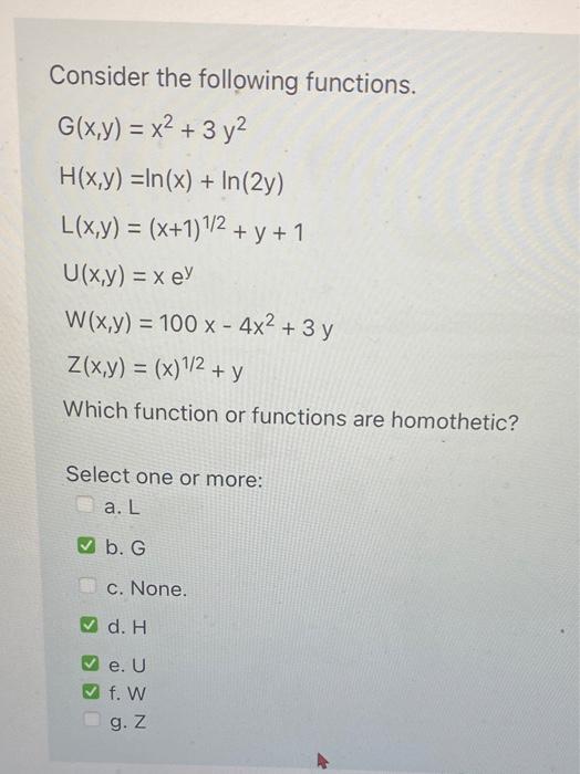 Solved homogenous functions would like to know if im | Chegg.com