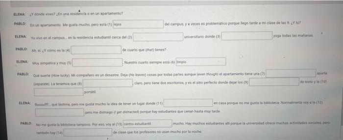 Pheco: En un apartainenté Me gusta rwacha peró esta (1) det campus y a veces es poblamatico parque llege tarie a mi clate de