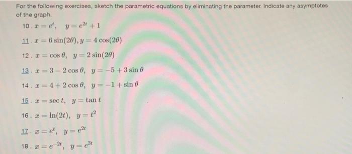 Solved For The Following Exercises, Sketch The Parametric | Chegg.com