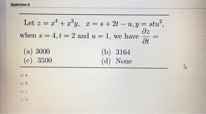 Question 5 Let Z X4 X Y X 8 2t U Y Chegg Com