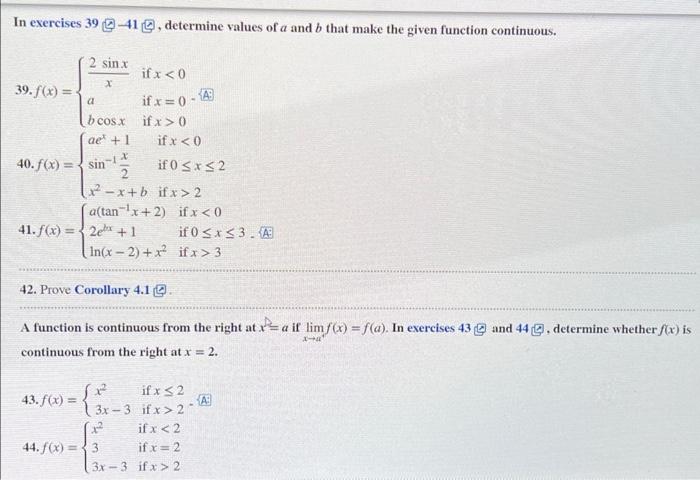 Solved In Exercises 39[41[0, Determine Values Of A And B | Chegg.com