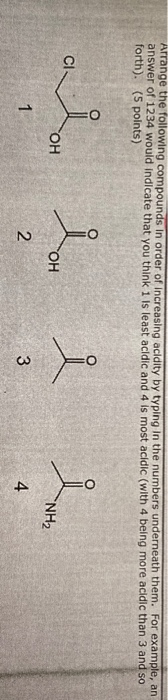 Solved Arrange the following compounds in order of | Chegg.com