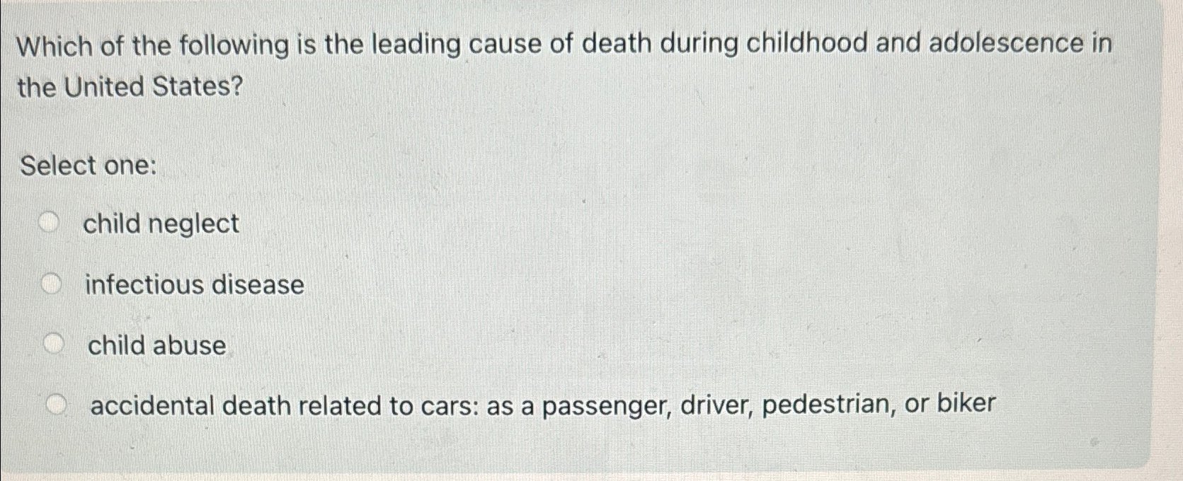 Solved Which of the following is the leading cause of death | Chegg.com