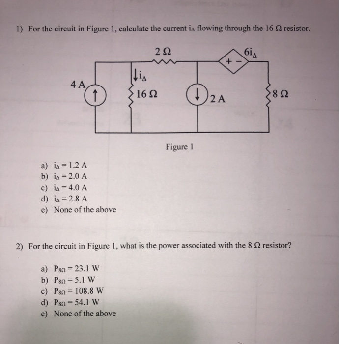 Solved 1) For the circuit in Figure 1, calculate the current | Chegg.com