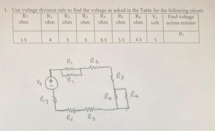 Solved 1. Use voltage division rule to find the voltage as | Chegg.com
