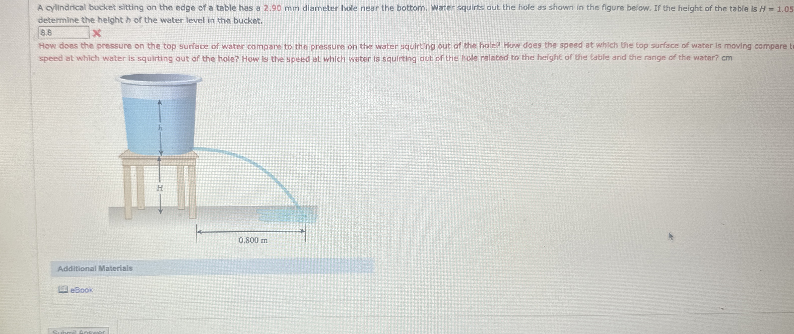 Solved A cylindrical bucket sitting on the edge of a table | Chegg.com