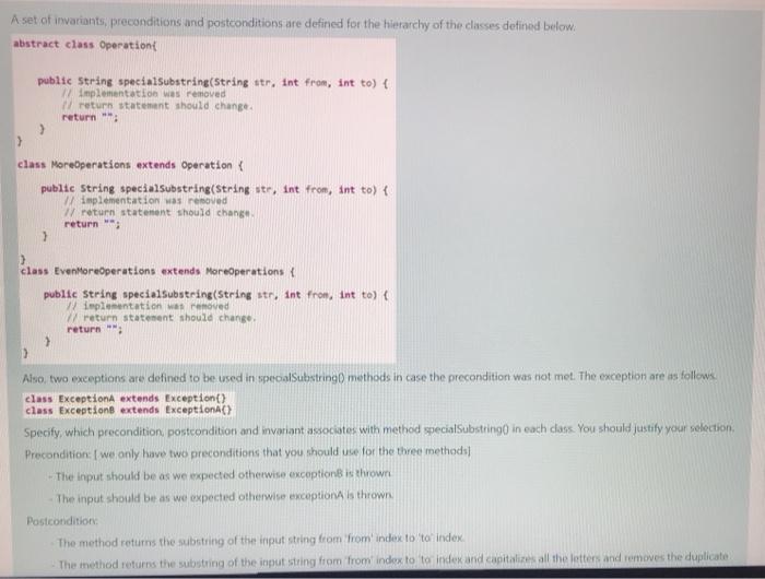 Solved A set of invariants, preconditions and postconditions | Chegg.com