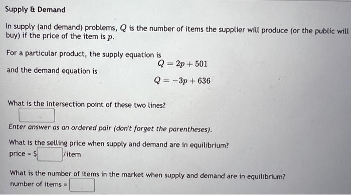 Solved In supply (and demand) problems, Q is the number of | Chegg.com