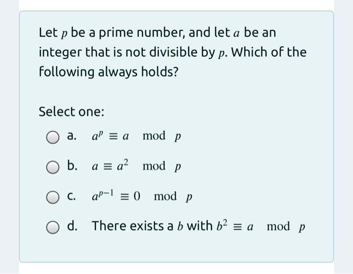 Solved Let P Be A Prime Number And Let A Be An P Integer