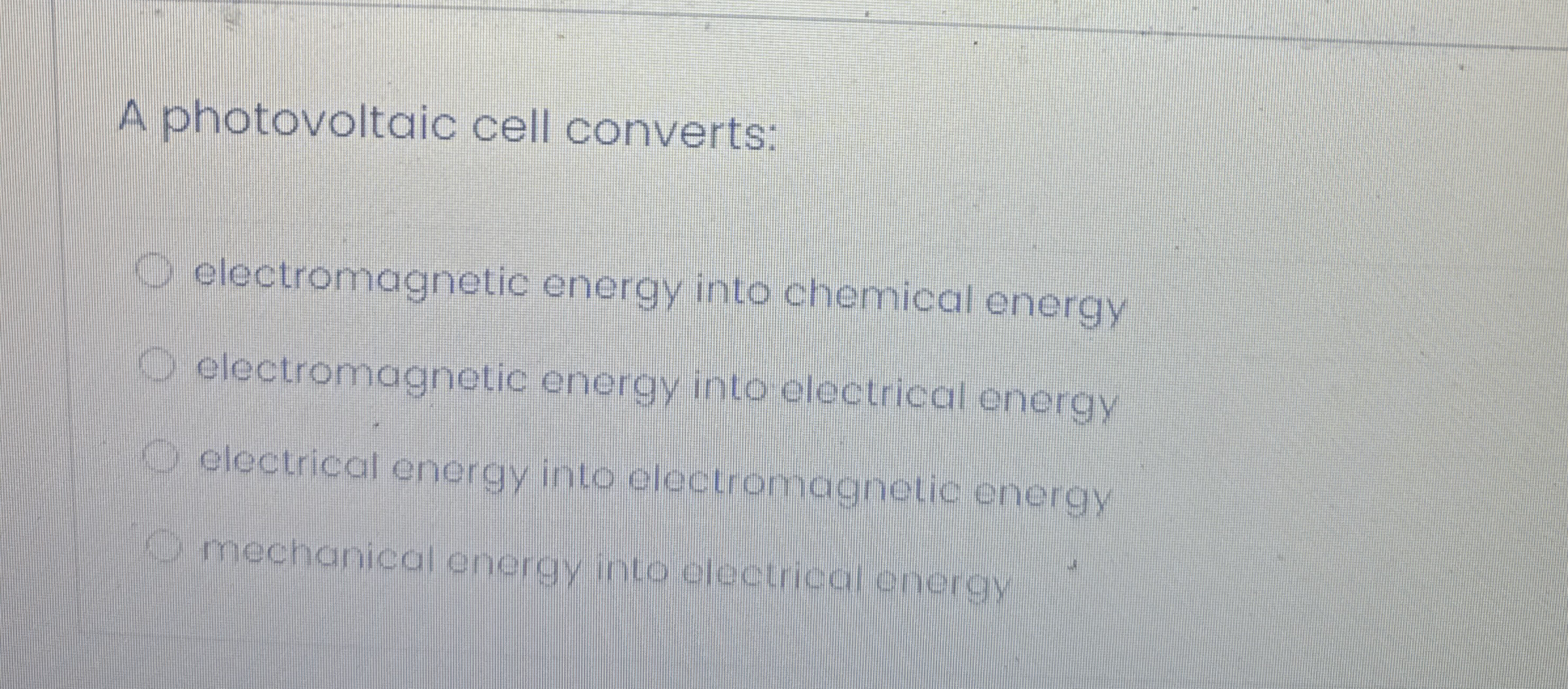 Solved A photovoltaic cell energy