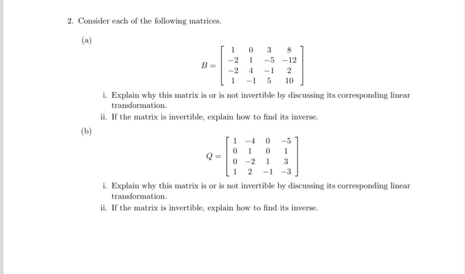 Solved Consider Each Of The Following Chegg Com