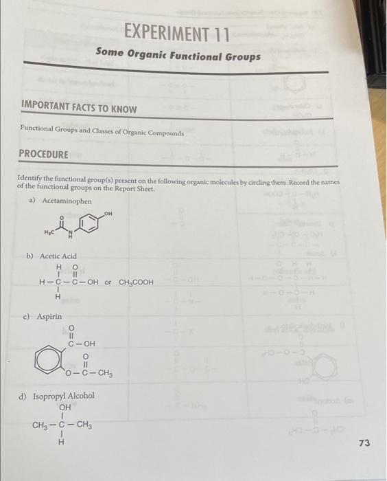Solved Experiment 11 Some Organic Functional Groups 77 | Chegg.com