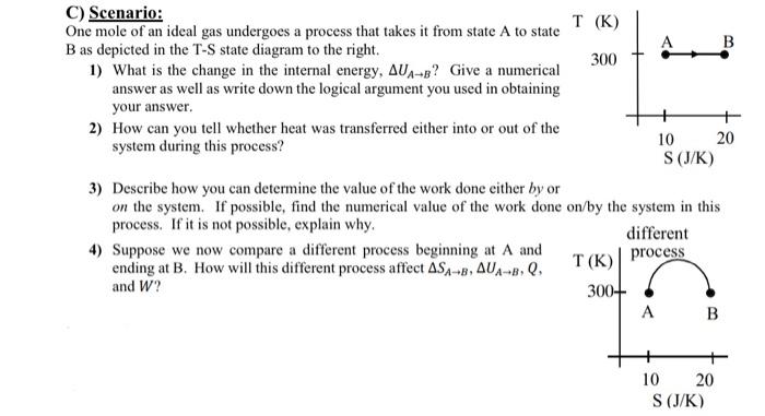 Solved C) Scenario: One mole of an ideal gas undergoes a | Chegg.com