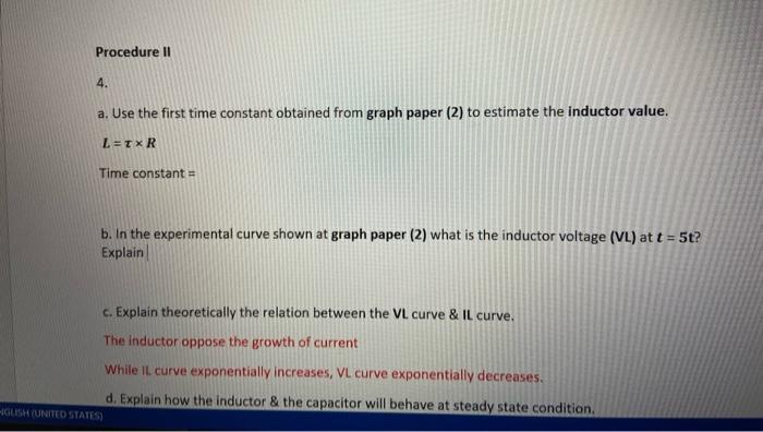 Solved Procedure 11 4. a. Use the first time constant | Chegg.com