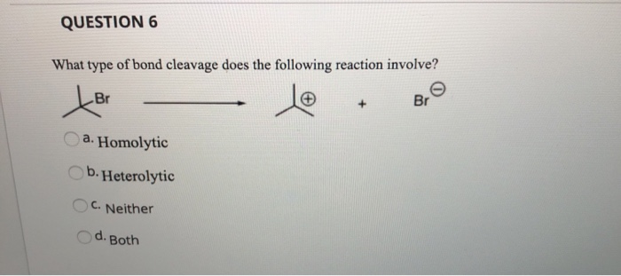 Solved QUESTION 6 What Type Of Bond Cleavage Does The | Chegg.com