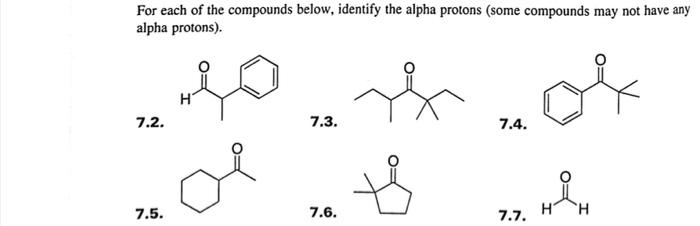 Solved For each of the compounds below, identify the alpha | Chegg.com