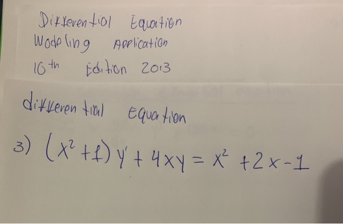 Solved Differential Equation Modeling Application 10th | Chegg.com