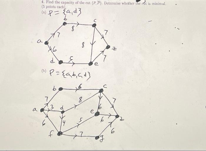 Solved 4. Find the capacity of the cut (P,Pˉ). Detcrinine | Chegg.com