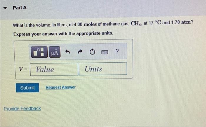 Solved What is the volume, in liters, of 4.00 moles of | Chegg.com