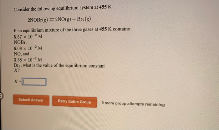 Solved Consider The Following Equilibrium System At 455 K 5859