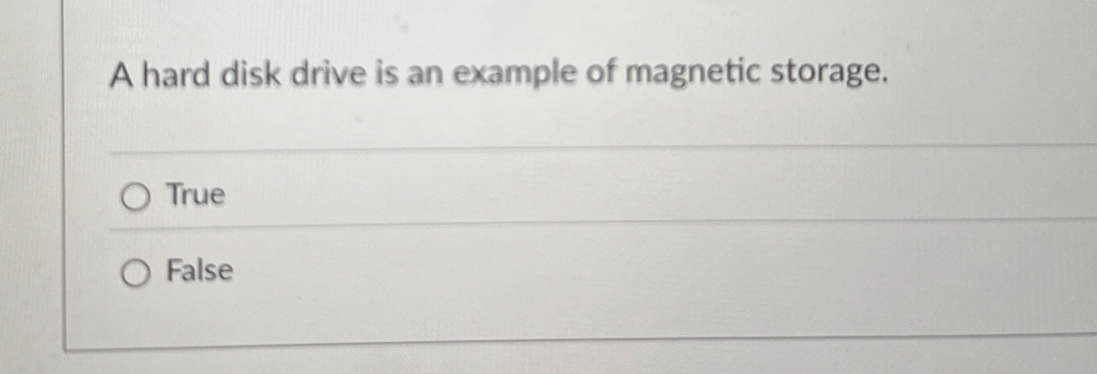 A hard disk drive is an example of magnetic storage. | Chegg.com