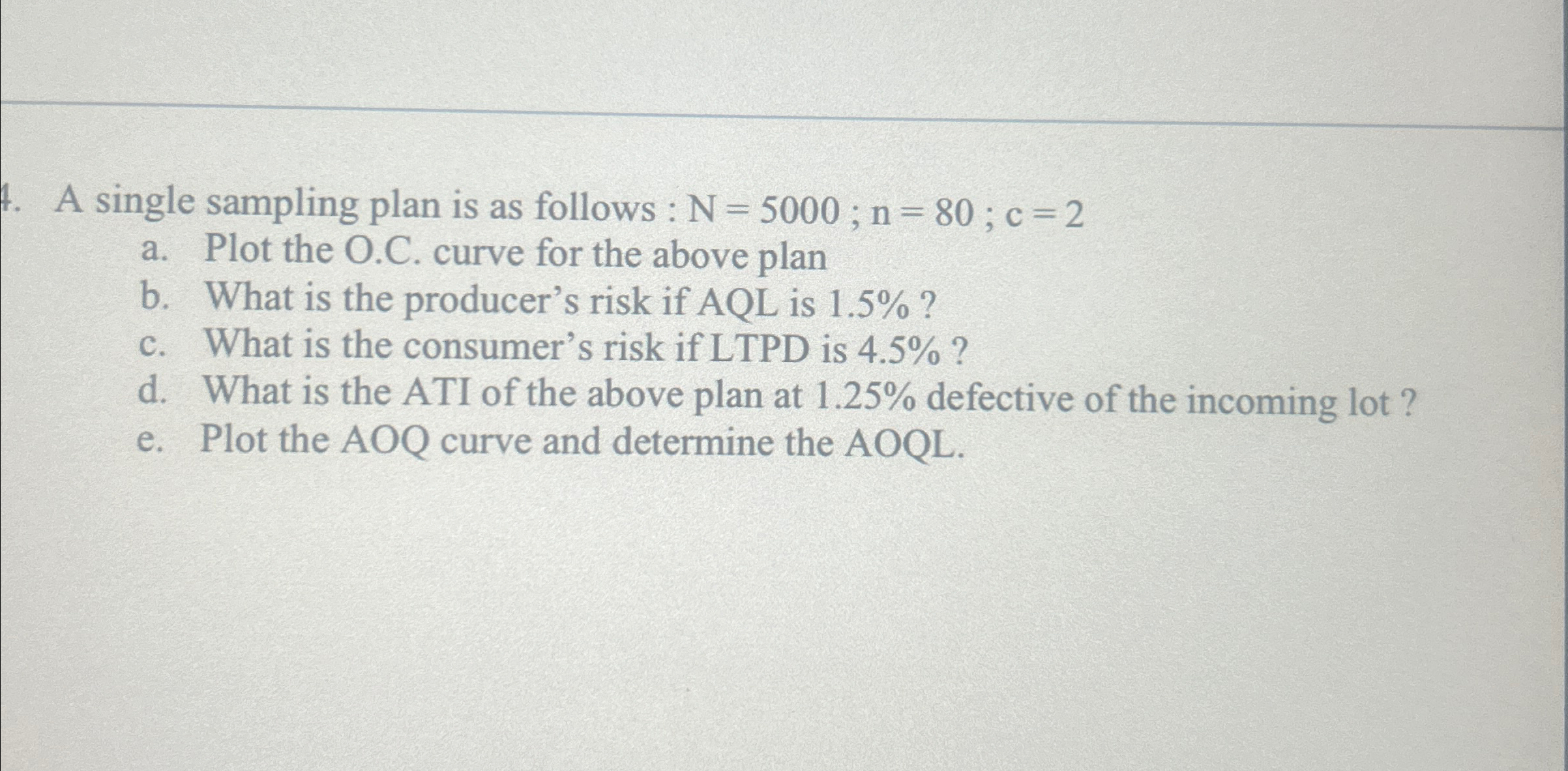 Solved A single sampling plan is as follows : | Chegg.com