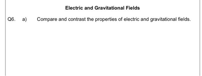 Solved Electric and Gravitational Fields Compare and | Chegg.com