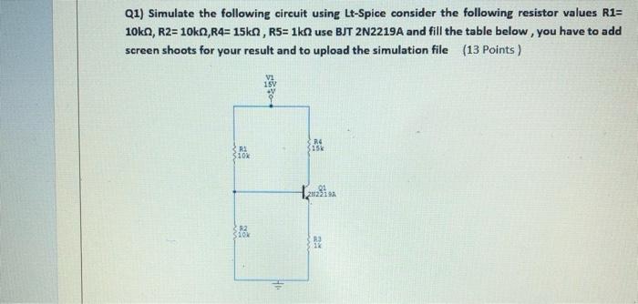 Solved Q1) Simulate the following circuit using Lt-Spice | Chegg.com