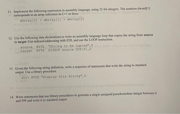 Solved 11. Implement the following expression in assembly | Chegg.com