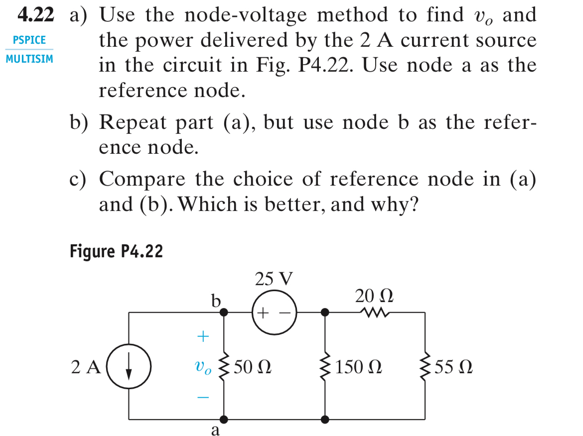 Solved 4.22 ﻿a) ﻿Use the node-voltage method to find vo | Chegg.com