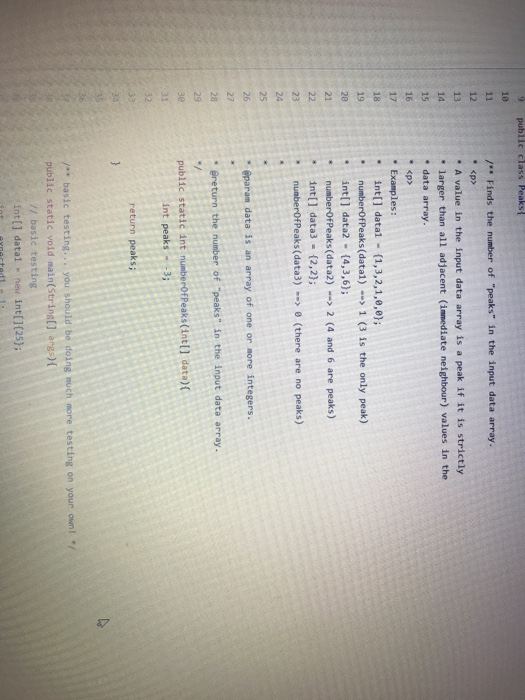 A R public class Peaks 10 11 / Finds the number of peaks in the input data array. 12 <p> 13 A value in the input data array