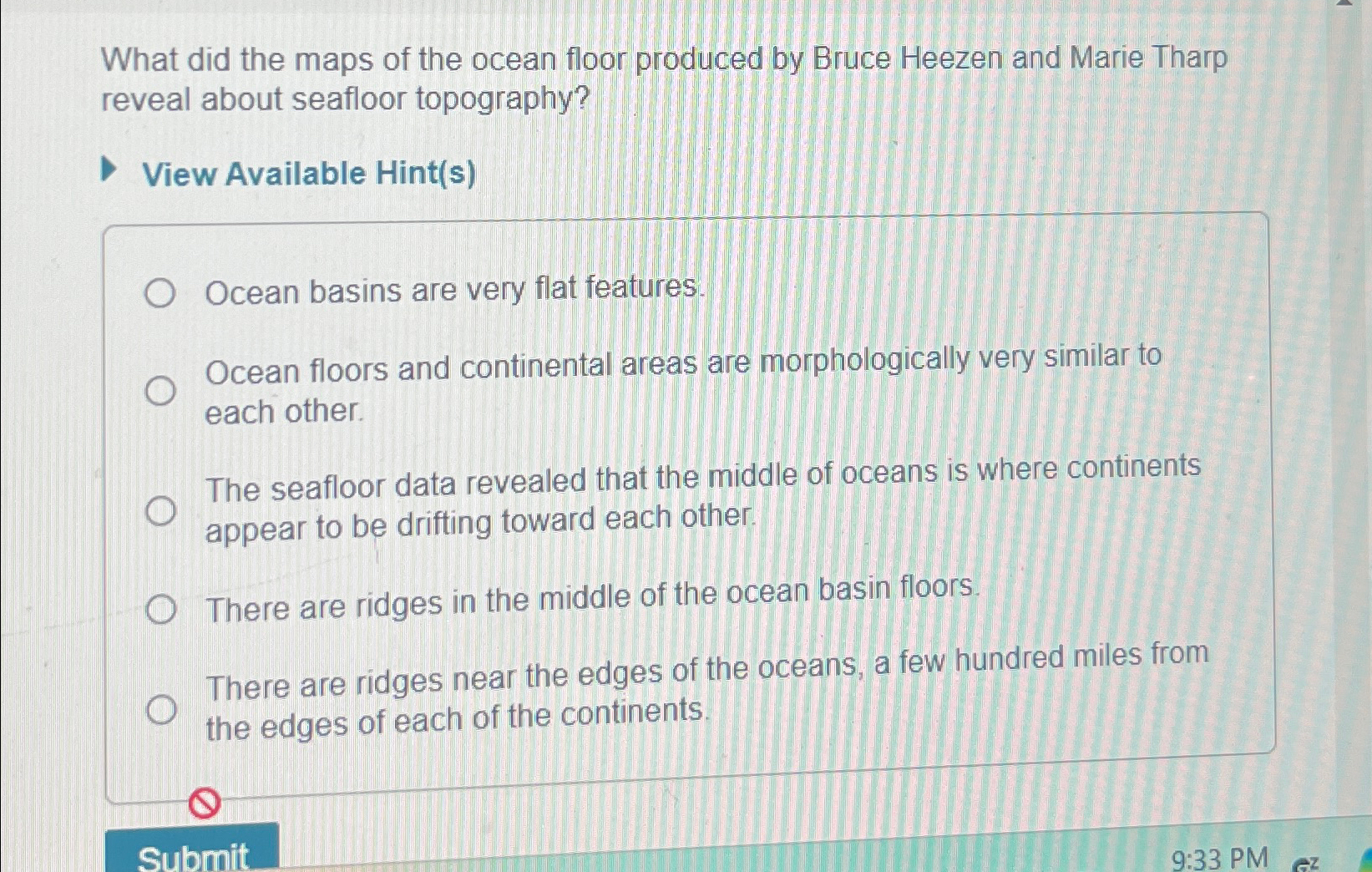 Solved What did the maps of the ocean floor produced by | Chegg.com