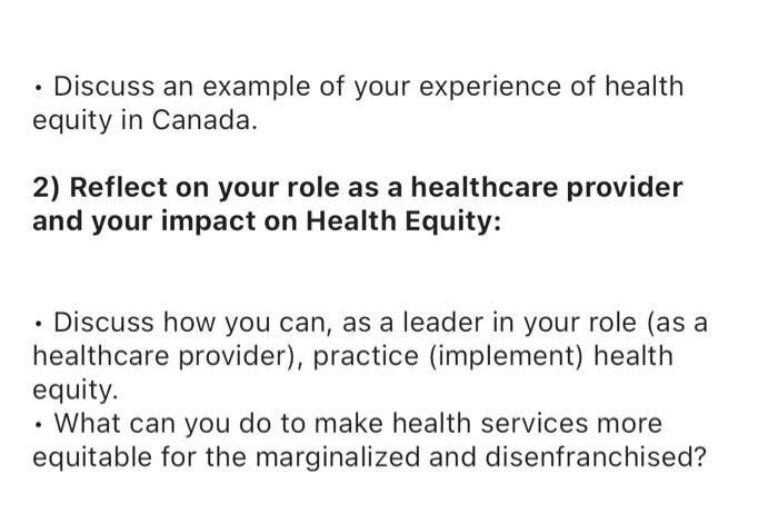 Solved - Discuss an example of your experience of health | Chegg.com