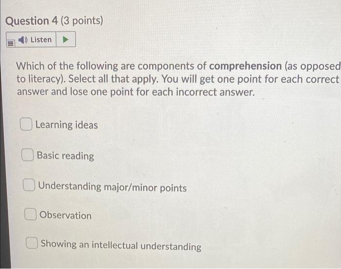 Solved Question 4 (3 points) Listen Which of the following | Chegg.com