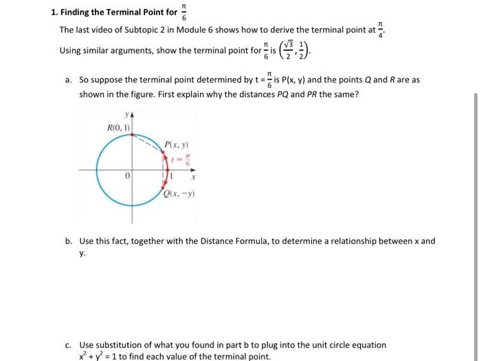 Solved 1. Finding the Terminal Point for a The last video of | Chegg.com