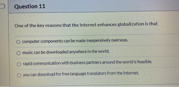 Solved Question 11 One of the key reasons that the Internet | Chegg.com