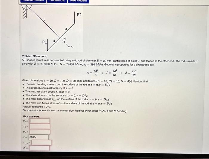 Solved A T-shaped structure is constructed using solid rod | Chegg.com