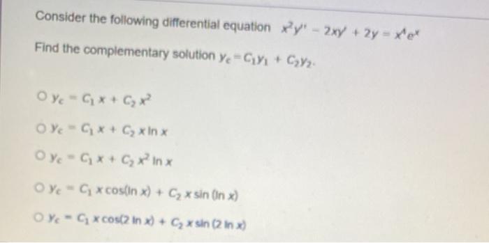 Solved Consider The Following Differential Equation | Chegg.com