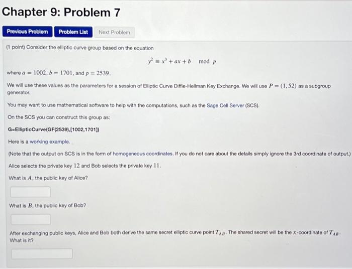 Solved Chapter 9: Problem 7 Previous Probler Problem List | Chegg.com
