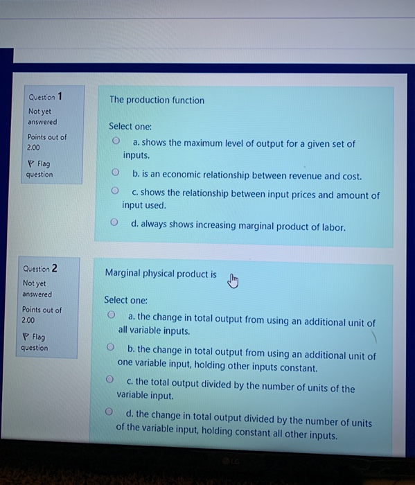 Solved Question 1 The production function Not yet answered | Chegg.com