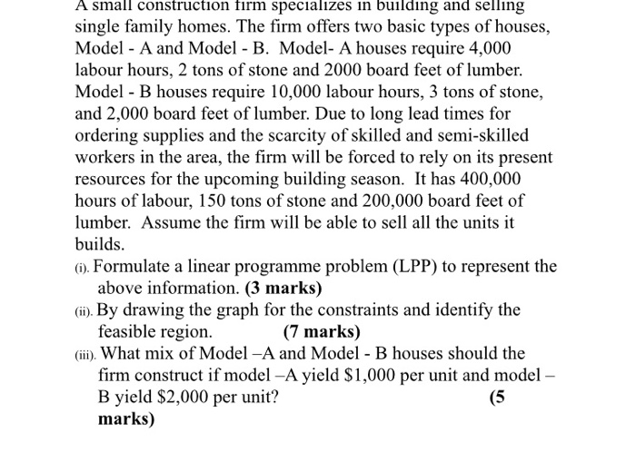 Solved A small construction firm specializes in building and Chegg