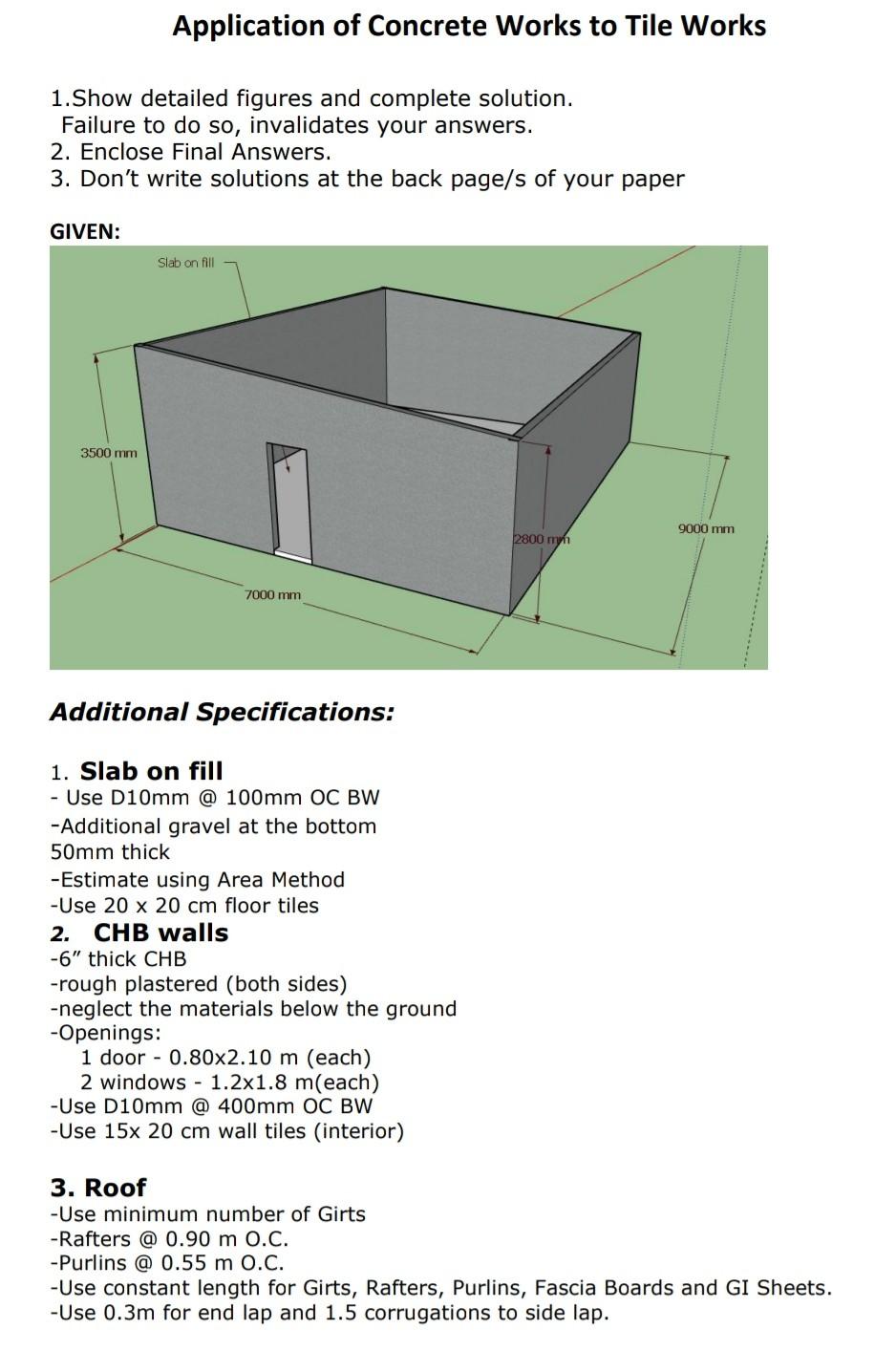 Application Of Concrete Works To Tile Works 1 Show Chegg Com   Image