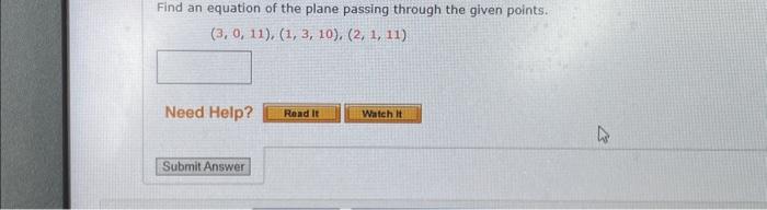 Solved Find an equation of the plane passing through the | Chegg.com
