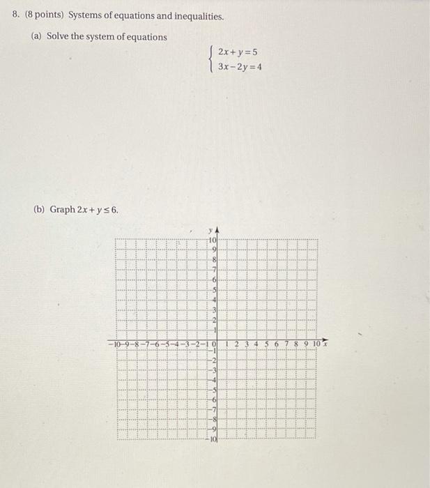 Solved 8 8 Points Systems Of Equations And Inequalities Chegg Com