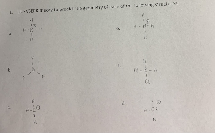 Solved 1. Use VSEPR theory to predict the geometry of each | Chegg.com