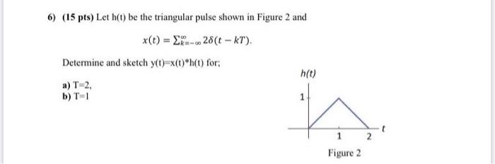 Solved 6) (15 pts) Let h(t) be the triangular pulse shown in | Chegg.com