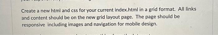 Solved Create a new html and css for your current index.html | Chegg.com