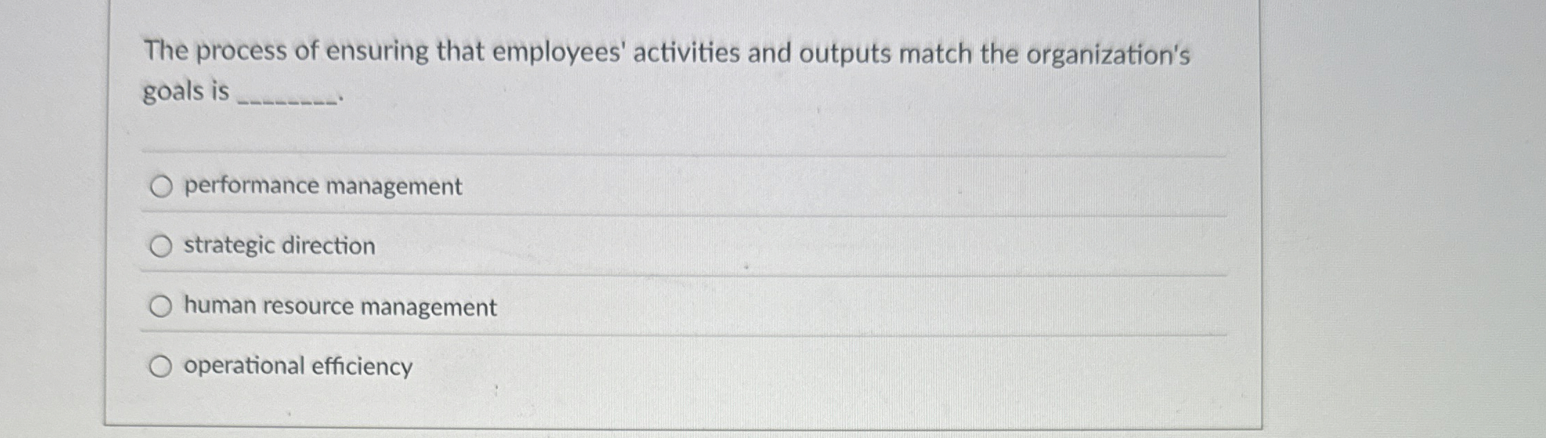 Solved The process of ensuring that employees' activities | Chegg.com