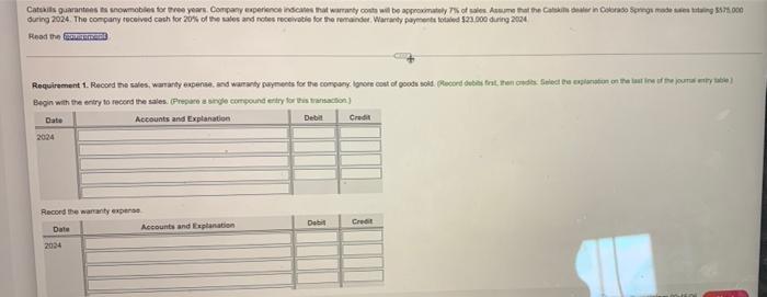 Solved Requirements 1 Record The Sales Warranty Expense